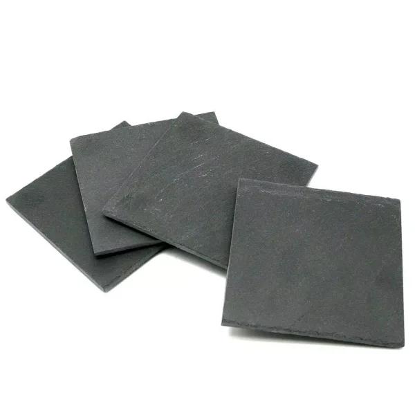 Creative Home Natural Dark Gray Slate Coaster Set of 4 - 4 in. x 4 in. Rustic Stone Coasters