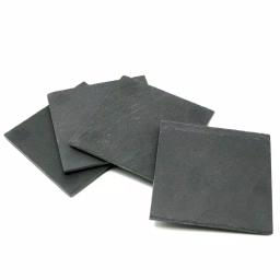 Creative Home Natural Dark Gray Slate Coaster Set of 4 - 4 in. x 4 in. Rustic Stone Coasters thumbnail 1