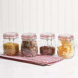 General Store Cottage Chic 4-Piece Glass Preserving Jar Set with Wire Bail and Trigger Closure thumbnail 3