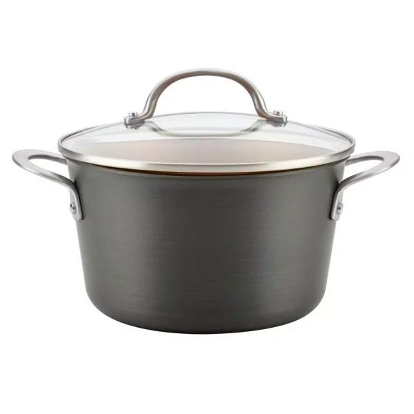 Ayesha Curry Ayesha Home Collection 4.5 Qt. Hard Anodized Aluminum Nonstick Saucepot with Glass Lid