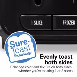 Hamilton Beach Expert-Toast 2-Slice Toaster, 900W, Black and Stainless Steel with Wide Slots thumbnail 5