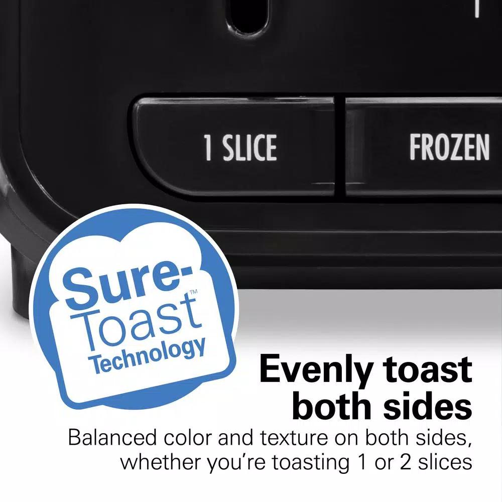Hamilton Beach Expert-Toast 2-Slice Toaster, 900W, Black and Stainless Steel with Wide Slots