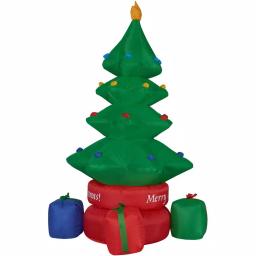 Fraser Hill Farm 6.5 ft. Animated Rotating Christmas Tree Inflatable with White Lights thumbnail 1