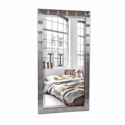 Alpine Art & Mirror Christopher 42 in. x 22 in. Large Rectangle Beveled Glass Wall Mirror - Brushed Silver Contemporary Frame thumbnail 4