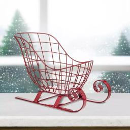 Godinger Red Santa Sleigh Wire Basket - Iron Christmas Serving Bowl thumbnail 2