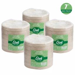 Unbranded 7 in. Natural Sugarcane Plates, 600 Pack - Eco-Friendly & Compostable Disposable Plates thumbnail 2