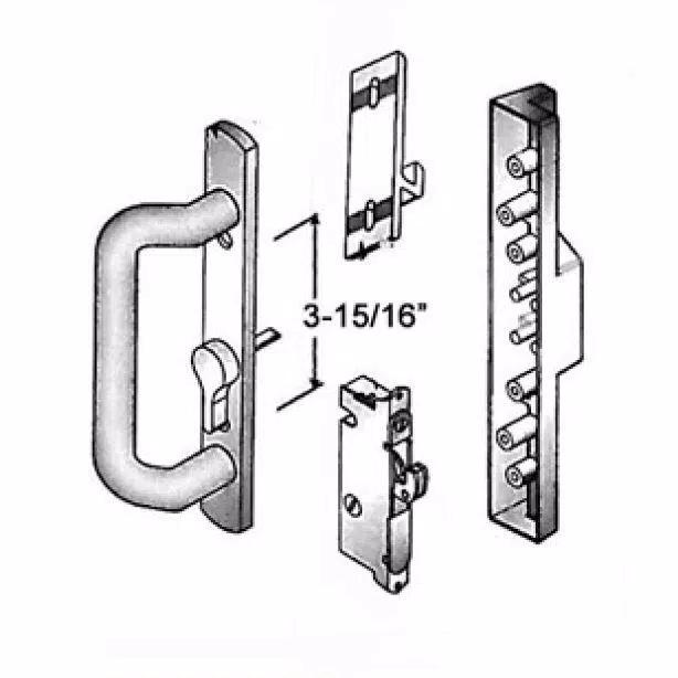Barton Kramer White Sliding Door Handle and Lock Set with Stainless Steel Mortise Lock