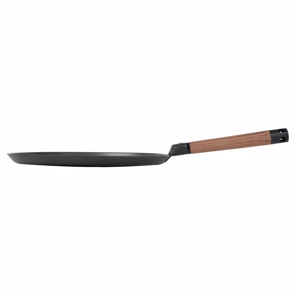 MasterPan 11 in. Non-Stick Cast Aluminum Crepe Pan with Detachable Handle, Induction Compatible, Black