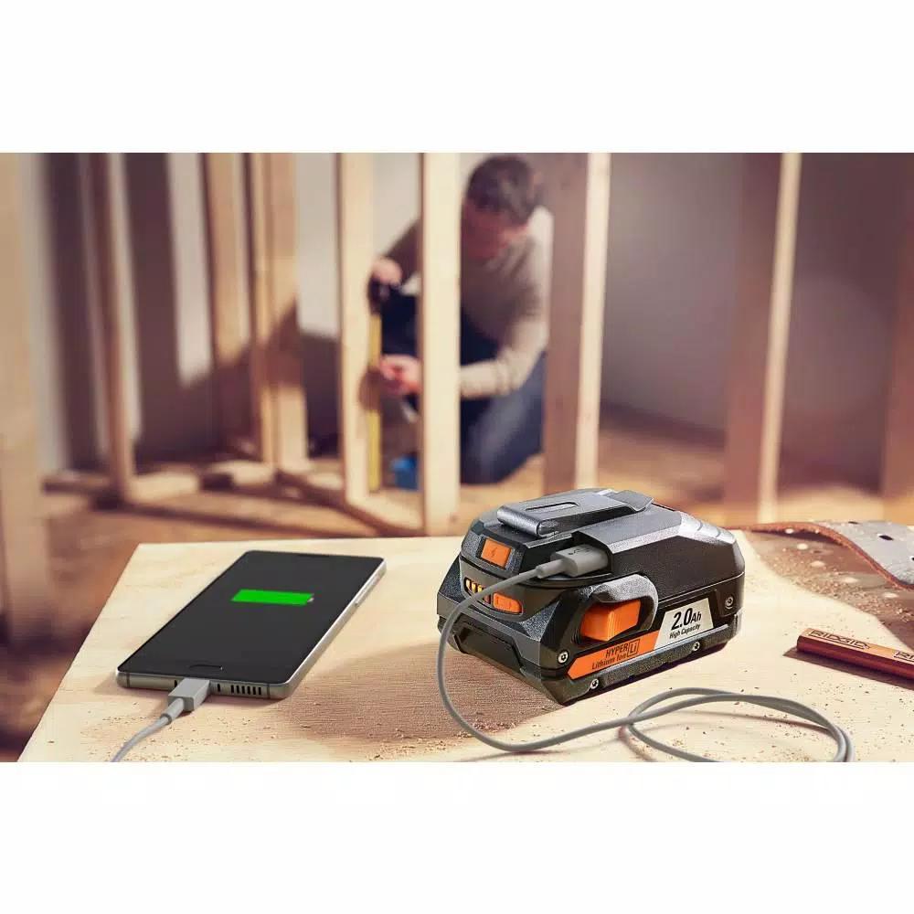 RIDGID 18V OCTANE 9.0 Ah Bluetooth Lithium-Ion Battery & USB Portable Power Source Combo Kit