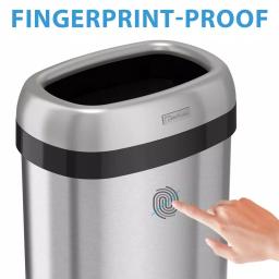 iTouchless 16 Gal. Oval Stainless Steel Open Top Commercial Trash Can with Dual Odor Filters thumbnail 4