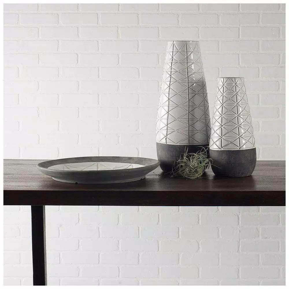 Mercana Harrier II Large White Geometric Ceramic Table Vase