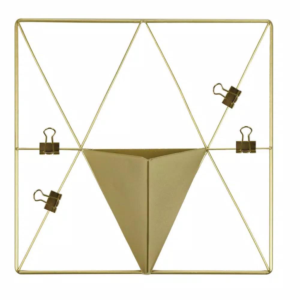 WallPops Gold Triangle Metal Grid Wall Organizer with Pocket and Clips