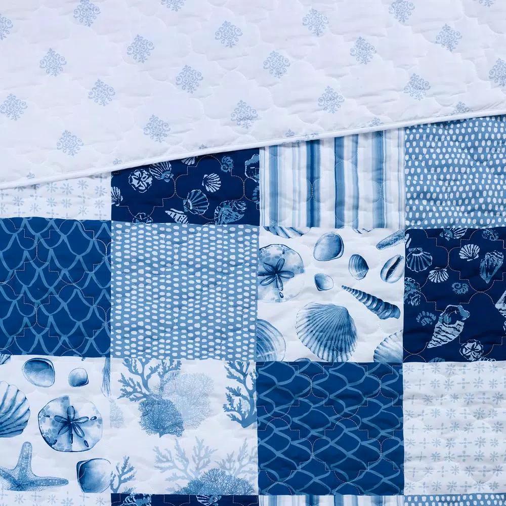 Donna Sharp Watercolor Shells Blue Microfiber Reversible Throw Blanket