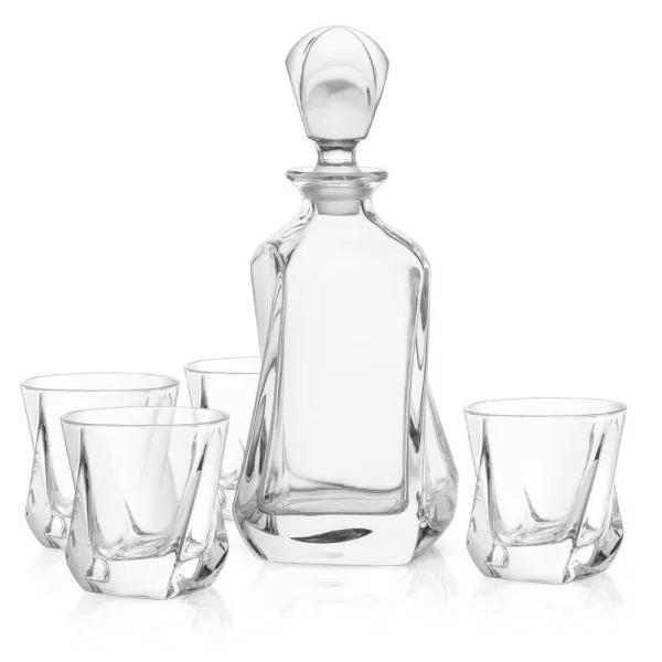 JoyJolt Aurora Crystal Whiskey Decanter Set with 4 Old Fashioned Glasses