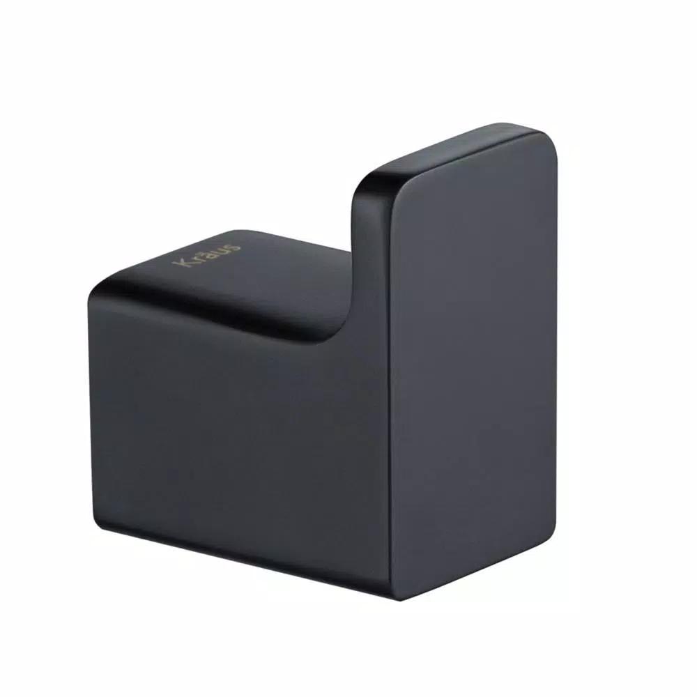 KRAUS Stelios Matte Black Solid Brass Robe and Towel Hook