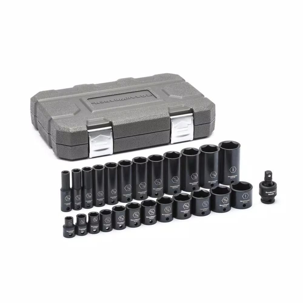 GEARWRENCH 25-Piece 3/8 in. Drive 6-Point SAE Standard and Deep Impact Socket Set