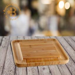 Bambusi Bambsi 100% Natural Bamboo Cheese Board & Cutlery Set with Slide-Out Drawer thumbnail 5