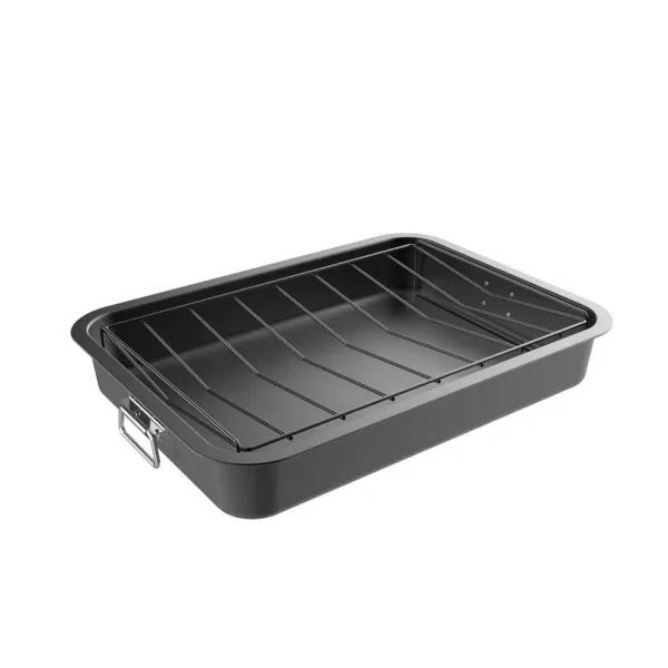 Classic Cuisine Heavy Duty Nonstick Carbon Steel Roasting Pan with Angled Rack