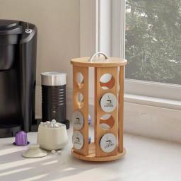 Classic Cuisine 20-Count Bamboo Rotating Coffee Pod Organizer Carousel thumbnail 4