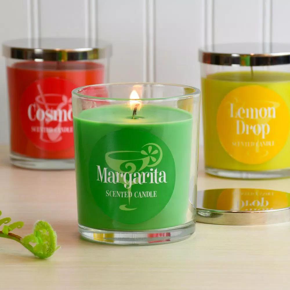LUMABASE Cocktail Collection Scented Candles Set of 3 - Cosmo, Margarita, Lemon Drop (10 oz. Each)
