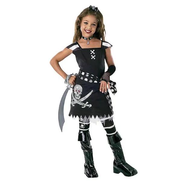 Rubie's Costumes Scar-Let Pirate Girls Halloween Costume - Black and White Skull Print, Medium