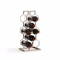DANYA B. Copper Electroplated 8-Bottle Wine Rack - Modern Geometric Iron Design thumbnail 2