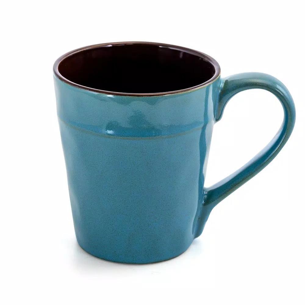 Elama Sea Glass 16-Piece Turquoise Stoneware Dinnerware Set, Service for 4