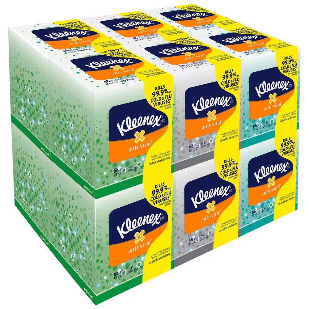 Kleenex Anti-Viral Cube Facial Tissue, 3-Ply, 68-Count White