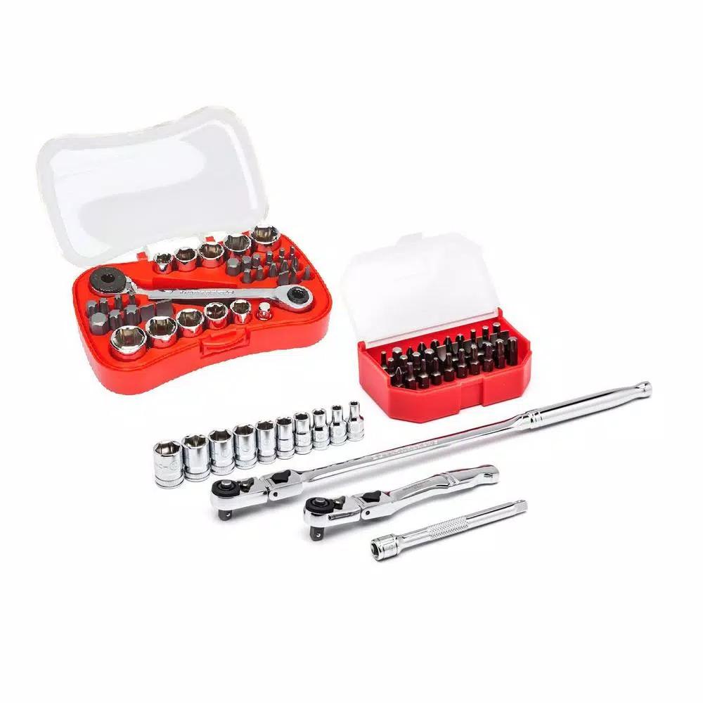 GEARWRENCH 1/4 in. Drive Slim Head Ratchet and Socket Set, 80-Piece