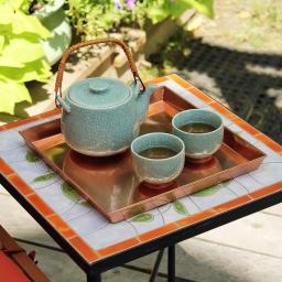 Achla Designs 10.75 in. Square Copper Plated Stainless Steel Decorative Serving Tray thumbnail 7