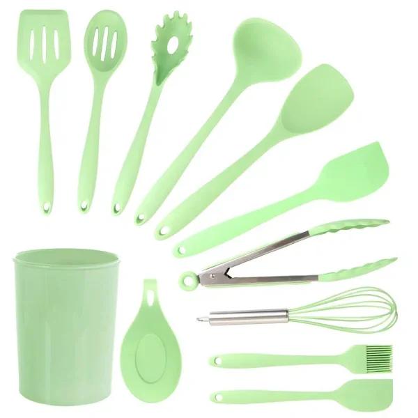 MegaChef 12-Piece Mint Green Silicone Kitchen Utensil Set