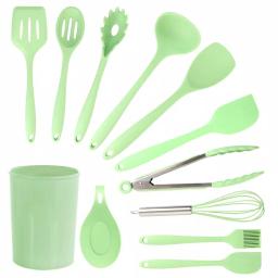 MegaChef 12-Piece Mint Green Silicone Kitchen Utensil Set thumbnail 1