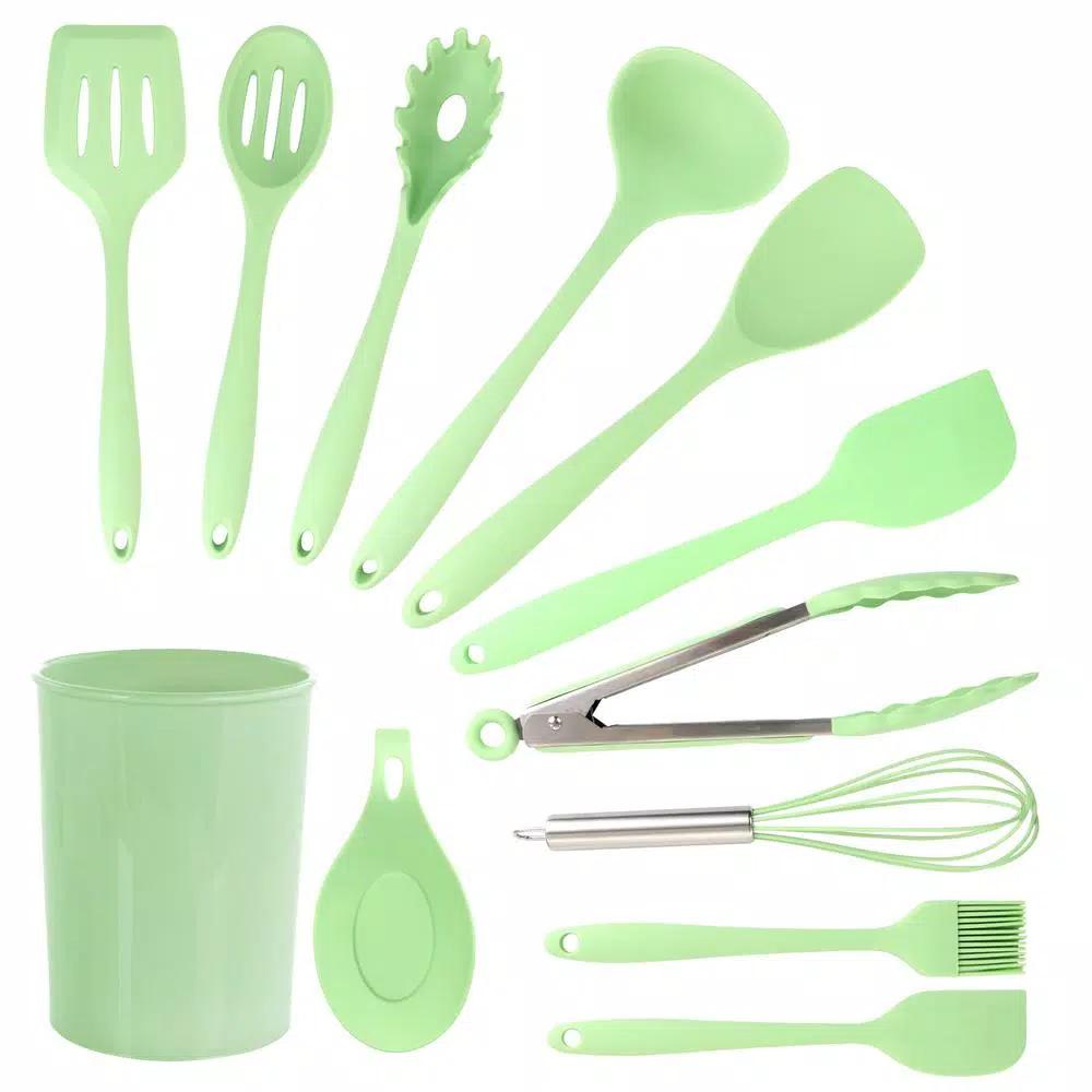 MegaChef 12-Piece Mint Green Silicone Kitchen Utensil Set
