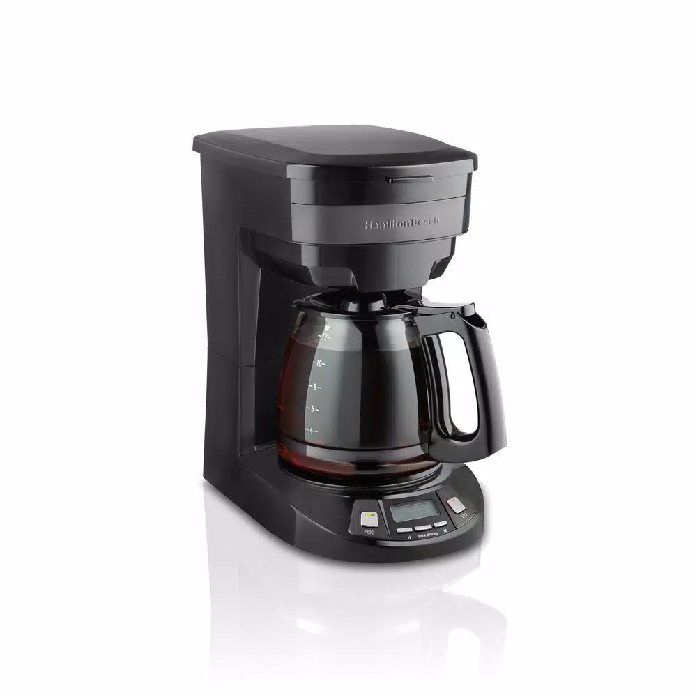 Hamilton Beach 12-Cup Programmable Drip Coffee Maker with Black Stainless Steel Accents