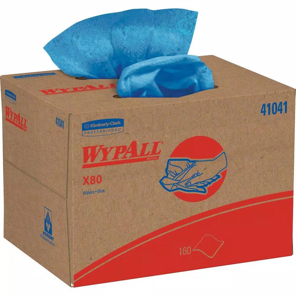 WYPALL X80 Blue Wipers Brag Box, 160-Count Heavy-Duty Cloth Towels
