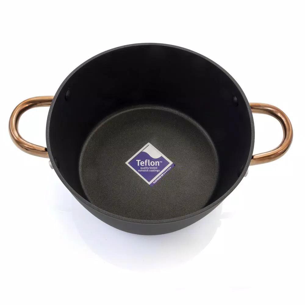 Oster Allsberg 10-Piece Aluminum Nonstick Cookware Set with Bronze Handles, Black and Bronze