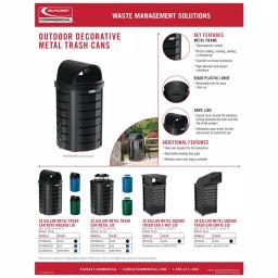 Suncast Commercial Suncast 35 Gal. Blue Metal Commercial Trash Can with Lid and Ash Receptacle thumbnail 5