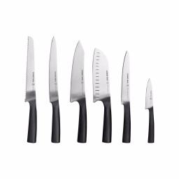 SCHMIDT BROS. Schmidt Brothers Carbon6 7-Piece Stainless Steel Cutlery Set with Acacia Midtown Knife Block thumbnail 2