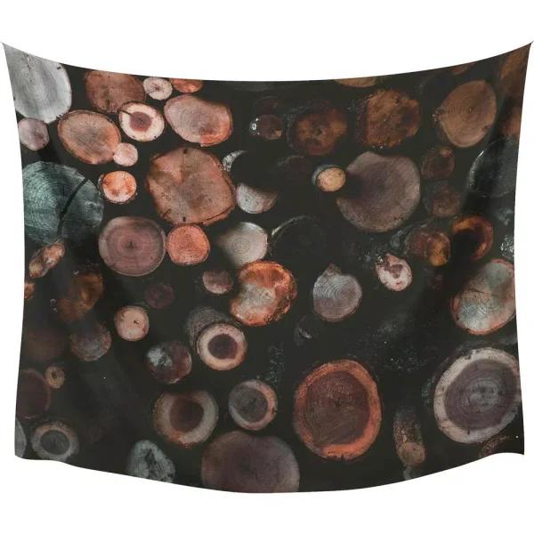 RoomMates Log Large Wall Tapestry - Brown Modern Polyester Wall Hanging