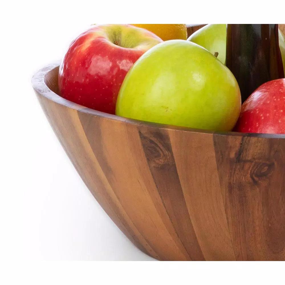 Casa Bellante 12 in. Acacia Wood Fruit Bowl with Removable Banana Stem