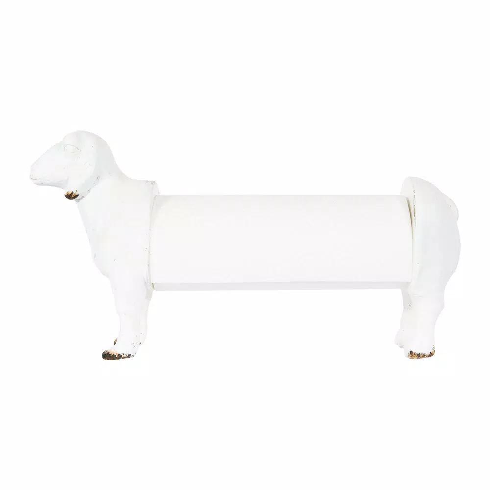 3R Studios White Sheep Shaped Freestanding Paper Towel Holder - Farmhouse Style