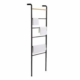 Mind Reader 6-Bar Freestanding Towel Rack, Black Metal Bathroom Towel Stand thumbnail 5
