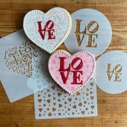 Designer Stencils Love and Scattered Hearts Cookie Stencil Bundle - 4 Pattern Set thumbnail 4