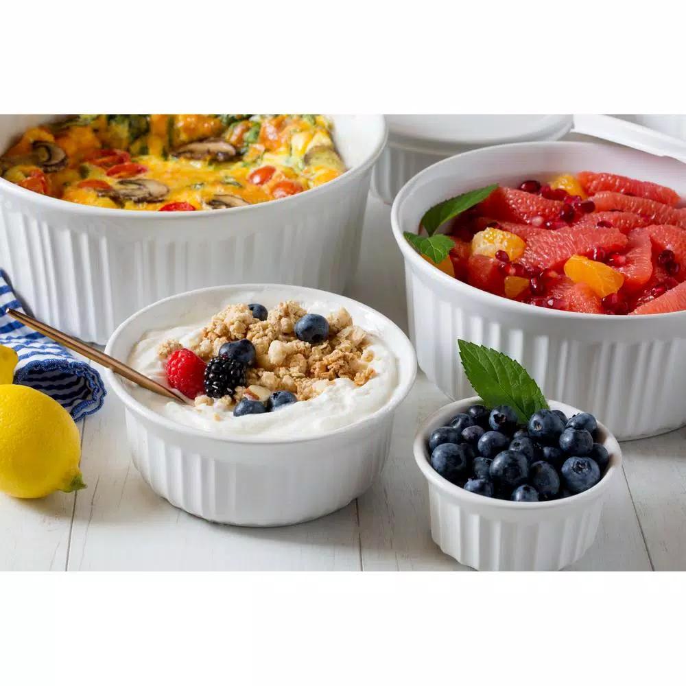 Corningware French White 10-Piece Ceramic Bakeware Set with Lids