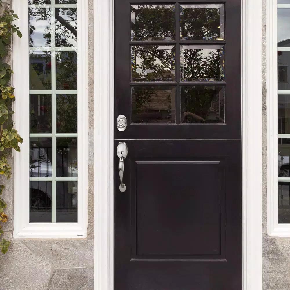 Design House Coventry Polished Chrome Single Cylinder Deadbolt Entry Handleset with Cambridge Interior Knob