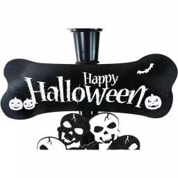 Haunted Hill Farm 71 in. Black Animated Skull Lamp Post with Spooky Music thumbnail 3