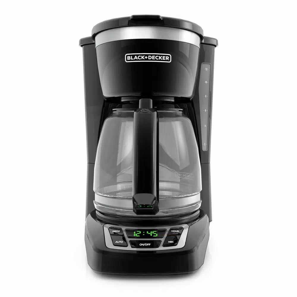 Black+Decker 12-Cup Programmable Drip Coffee Maker with Sneak-A-Cup Technology, Black
