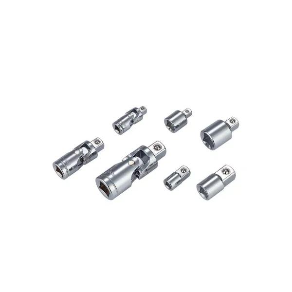Industro 7-Piece Universal Joint and Socket Adaptor Set, 1/4 in., 3/8 in., 1/2 in. Drive, Chrome Vanadium Steel