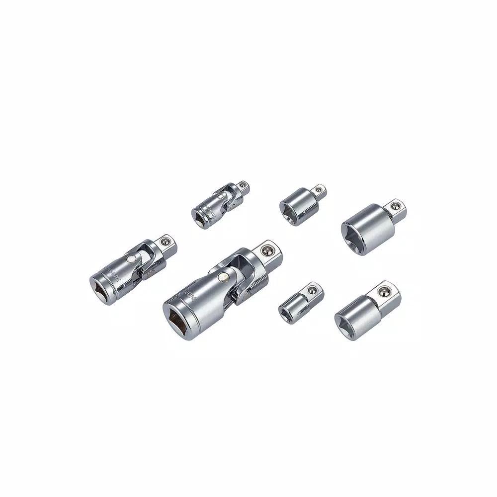 Industro 7-Piece Universal Joint and Socket Adaptor Set, 1/4 in., 3/8 in., 1/2 in. Drive, Chrome Vanadium Steel