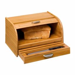 Honey-Can-Do Bamboo Bread Box with Roll-Top Door, Pull-Out Drawer, and Integrated Cutting Board thumbnail 4